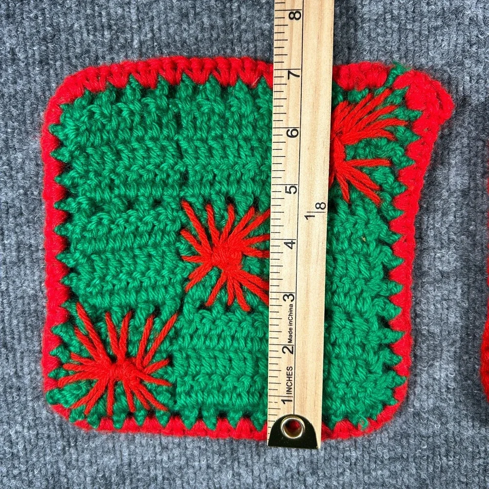 Grandmacore Hand Crocheted Pot Holder Set Hot Pad Red Green Stars Christmas VTG